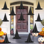 Helimoto 12-Piece Hanging Halloween Witch Hat Set – Black