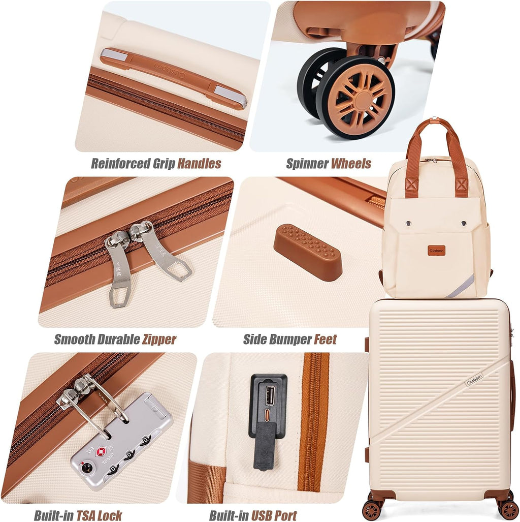 Cosbarn JL-ABS20/24/28SJB-Pink Hardside Luggage Set – 5 Piece Sets (20/24/28/BP/TB), RoseGold – RoseGold / 5 Piece Sets (20/24/28/BP/TB) – product detail