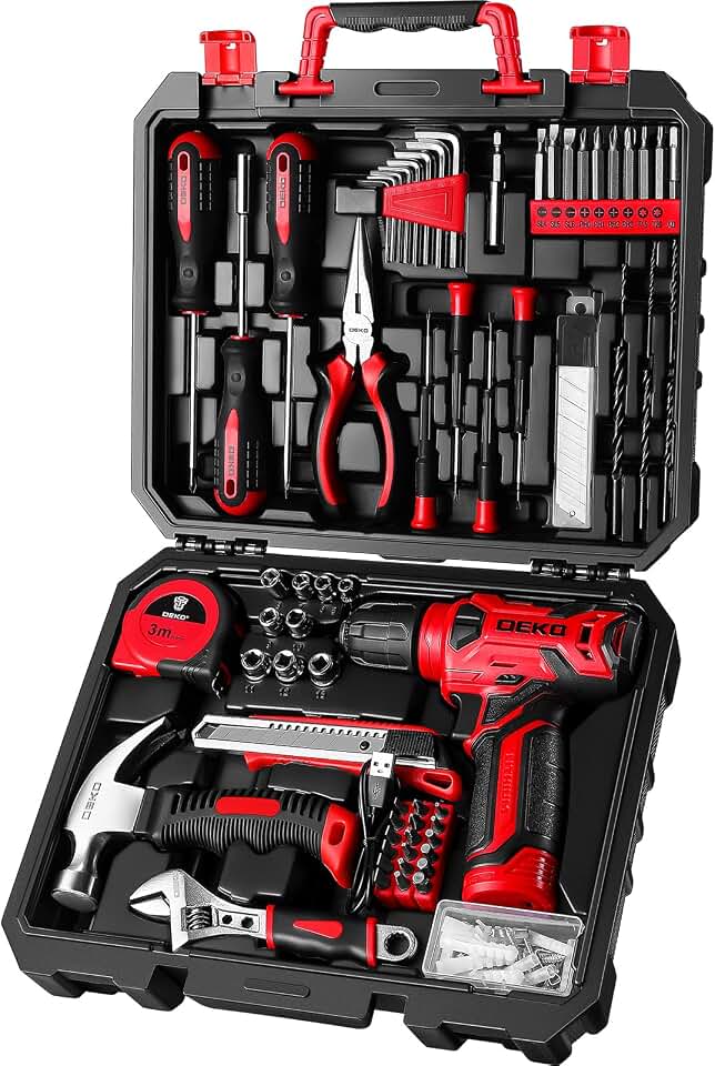 DEKOPRO 126-Piece Cordless Drill and Hand Tool Set