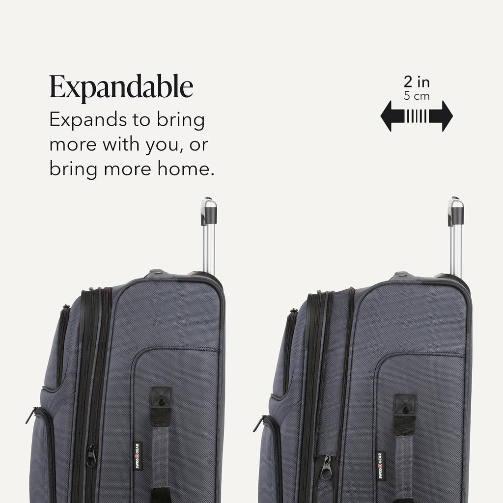 SwissGear Sion Expandable Softside Suitcase – Dark Grey / Checked-Medium – product detail