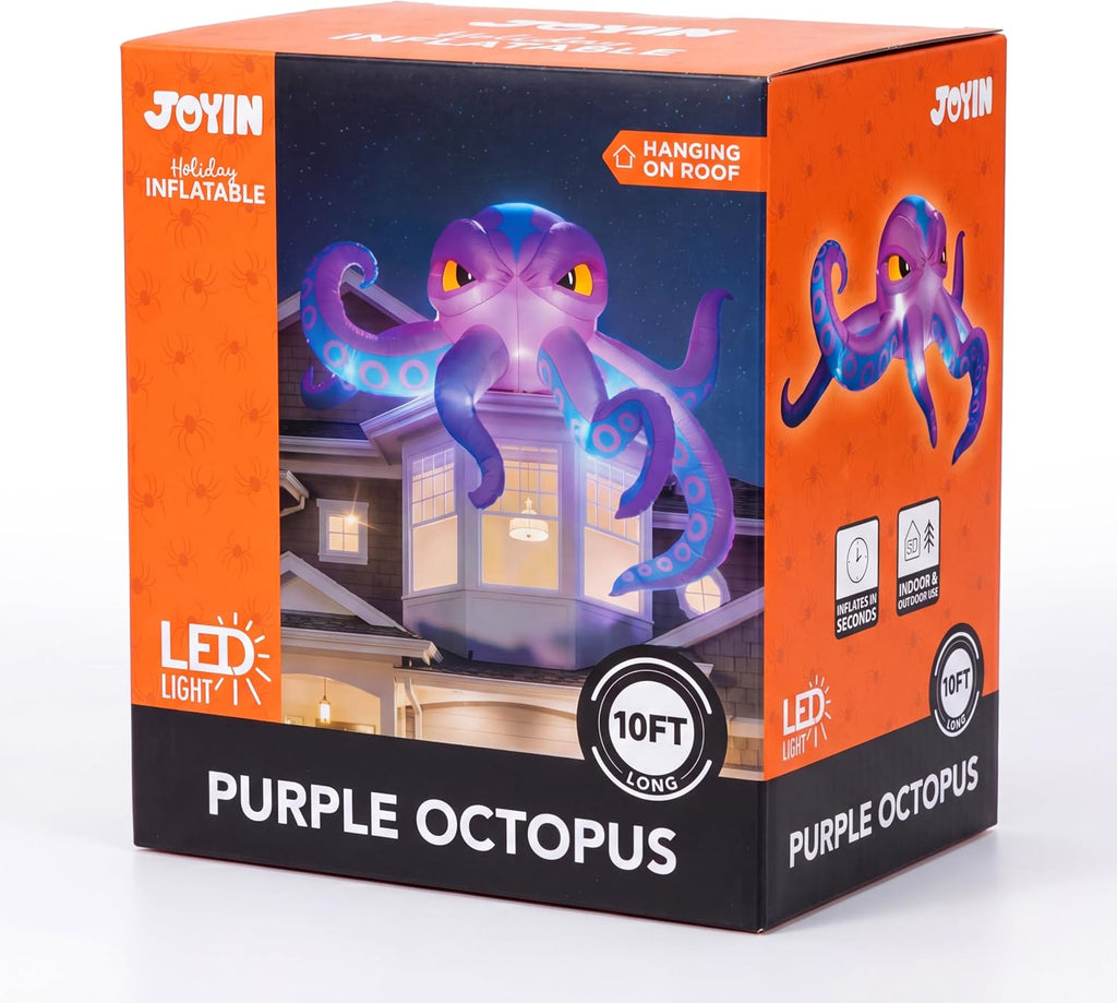 JOYIN 18672 10-Foot Halloween Octopus Inflatable – Blue-tentacled Octopus – product detail