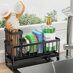 Cisily Stainless Steel Sink Caddy, Black, 9.25 in
