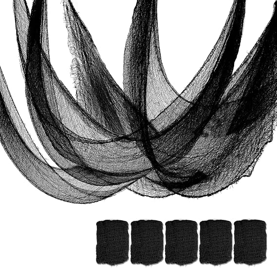 Qtisky 5-Piece Halloween Gauze Decorating Cloth Set – 72 x 30 inches, black