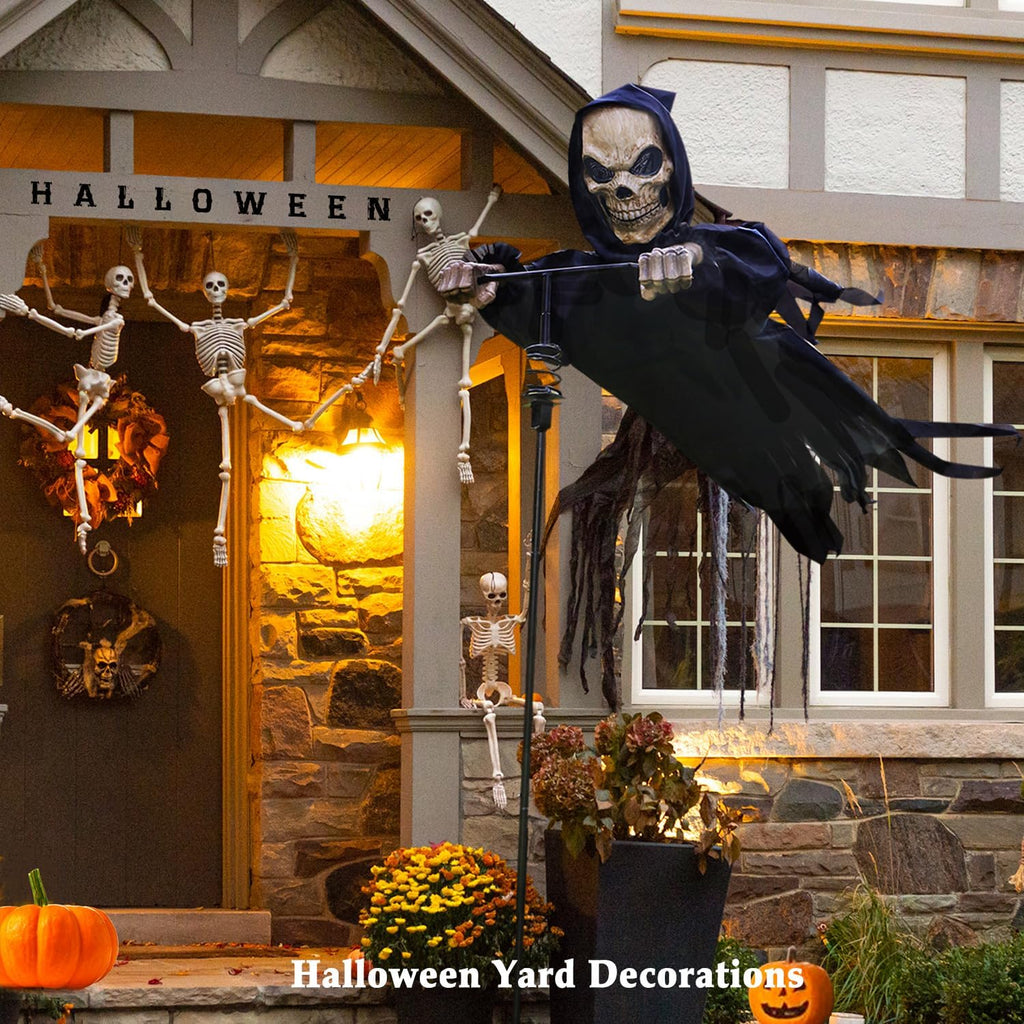 LarpGears LG-HD-04 7.8-Foot Wind-Driven Halloween Reaper Decoration – 7.8ft, Black – Black / 7.8ft – product detail