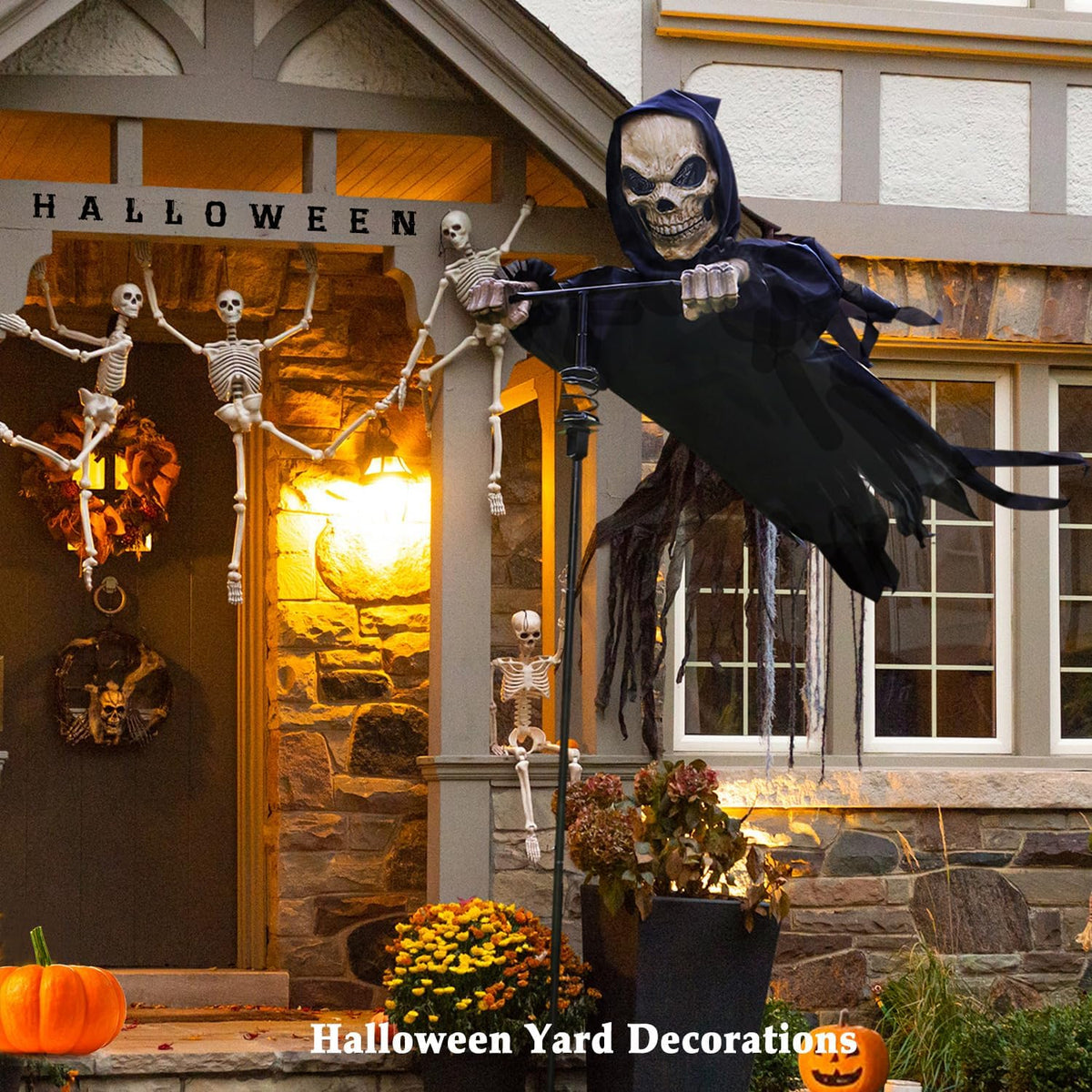 LarpGears LG-HD-04 7.8-Foot Wind-Driven Halloween Reaper Decoration – 7.8ft, Black – Black / 7.8ft – product detail