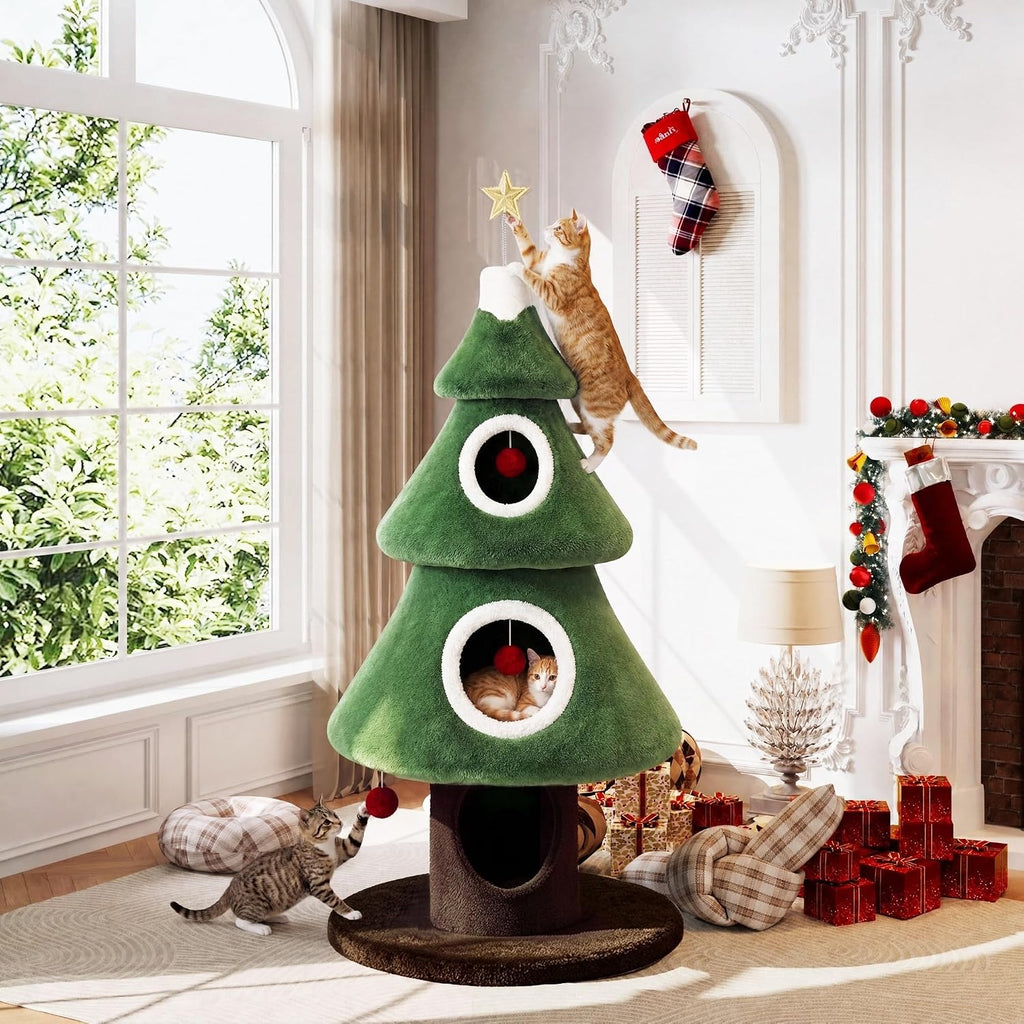SHA CERLIN 76" Christmas Cat Tree Tower, Multi-Level Condo for Indoor Cats · 9