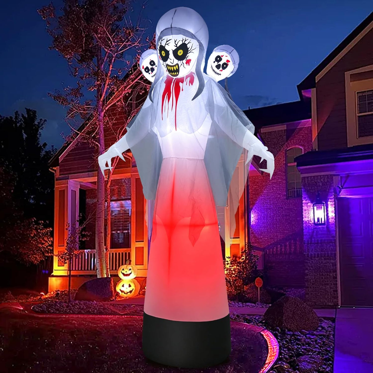 GIFTFIND Lighted Halloween Inflatables – Stacked Pumpkins or Grim Reaper