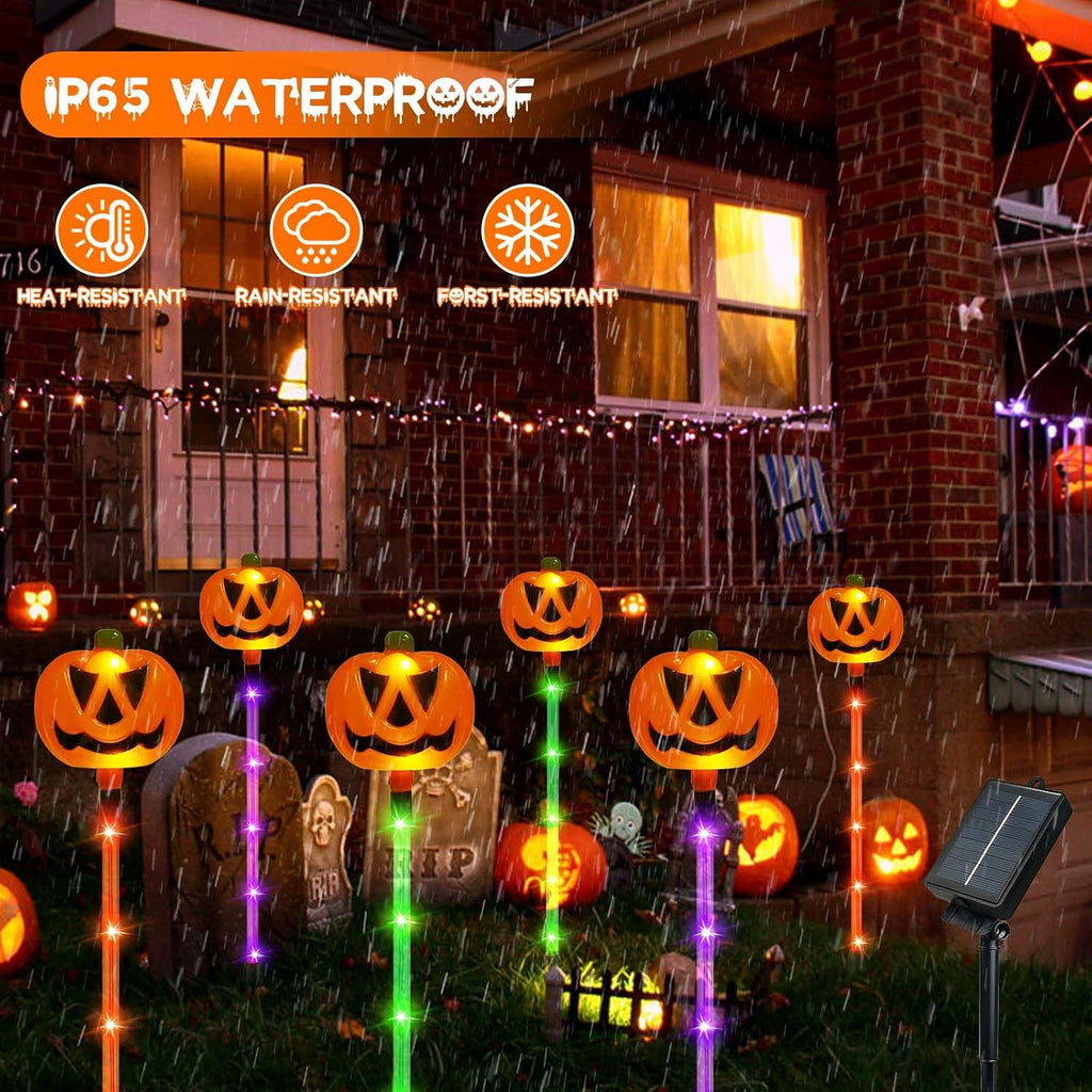 SANJICHA SJC-Pumpkin Solar Halloween Pumpkin Path Lights – 12 Pack, Orange Purple and Green – 12 Pack / Orange Purple and Green – product detail