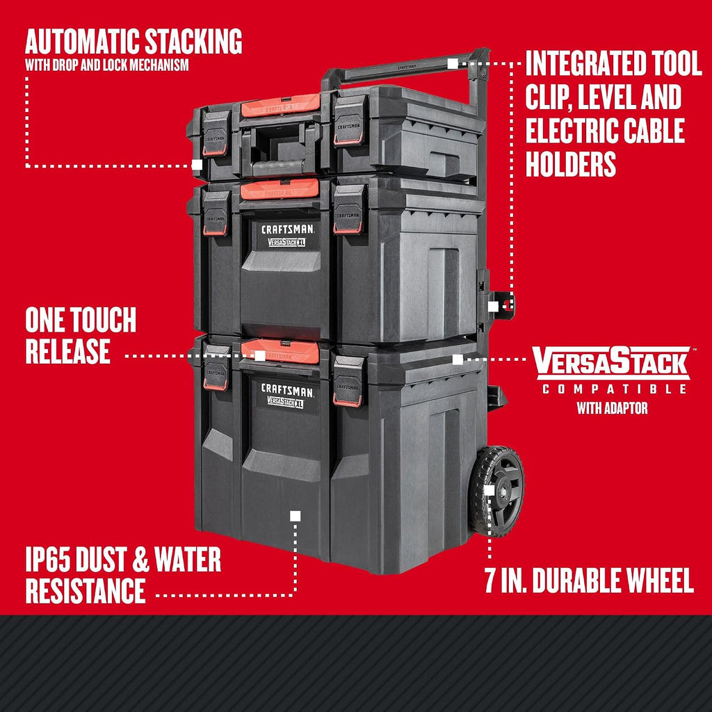 CRAFTSMAN CMST60420 VERSASTACK XL Rolling Storage Tower with Adapter – Black, Red – product detail