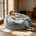 Gurxien Light Gray Adult L faux fur bean bag cover, shown filled; filling not included