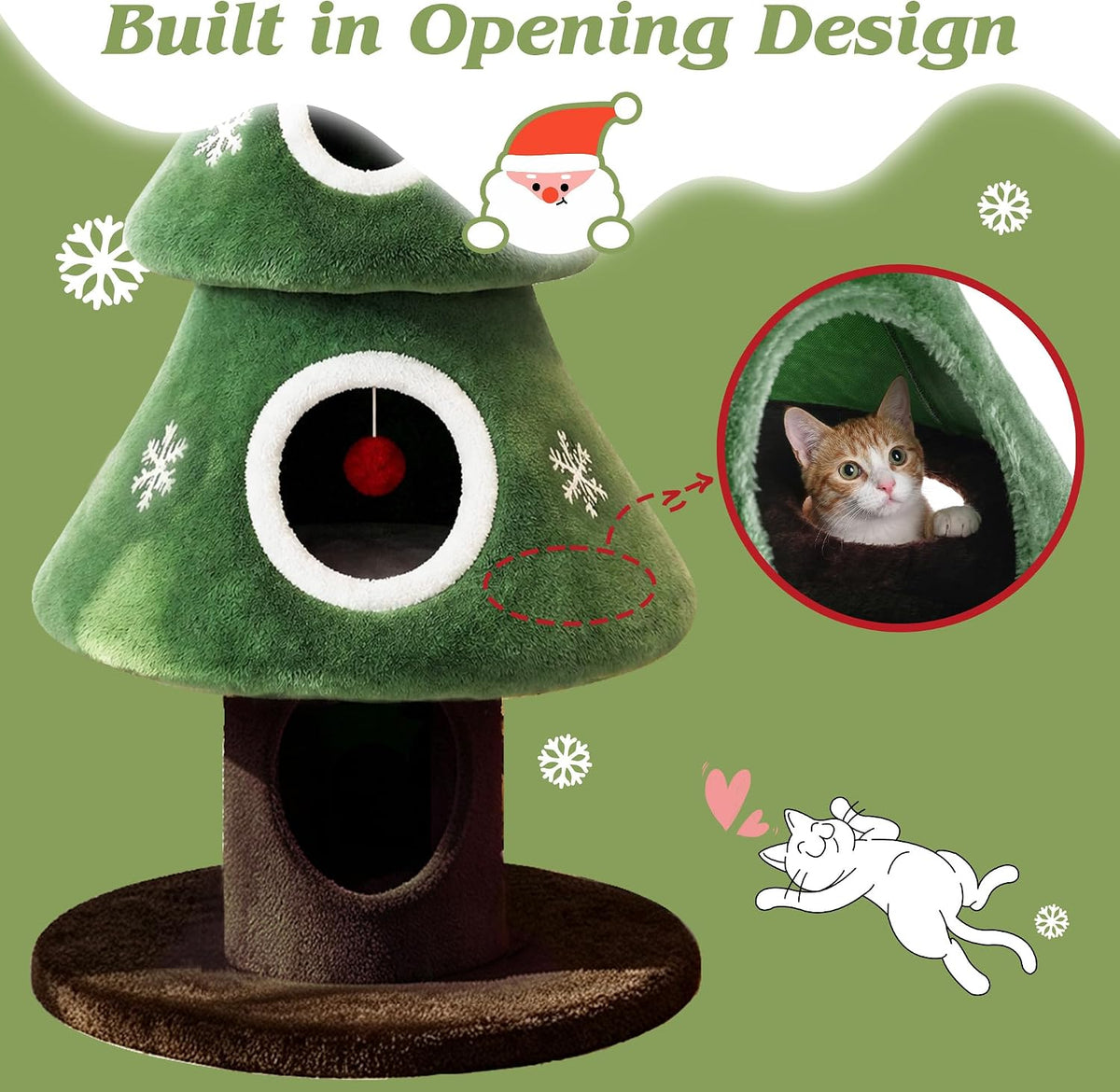 SHA CERLIN 76" Christmas Cat Tree Tower, Multi-Level Condo for Indoor Cats · 6