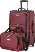 Amazon Basics NB23134-RD Softside Luggage Set – Carry-On 23-Inch, tote 15-Inch, Burgundy