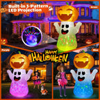 zukakii QM-WS-019 5-Foot Halloween Pumpkin & Ghost Inflatable – White – product detail