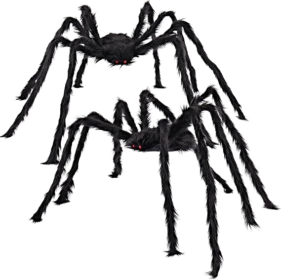 JOYIN 10871 2-Pack Hairy Halloween Spider Decorations – 59inch, Black