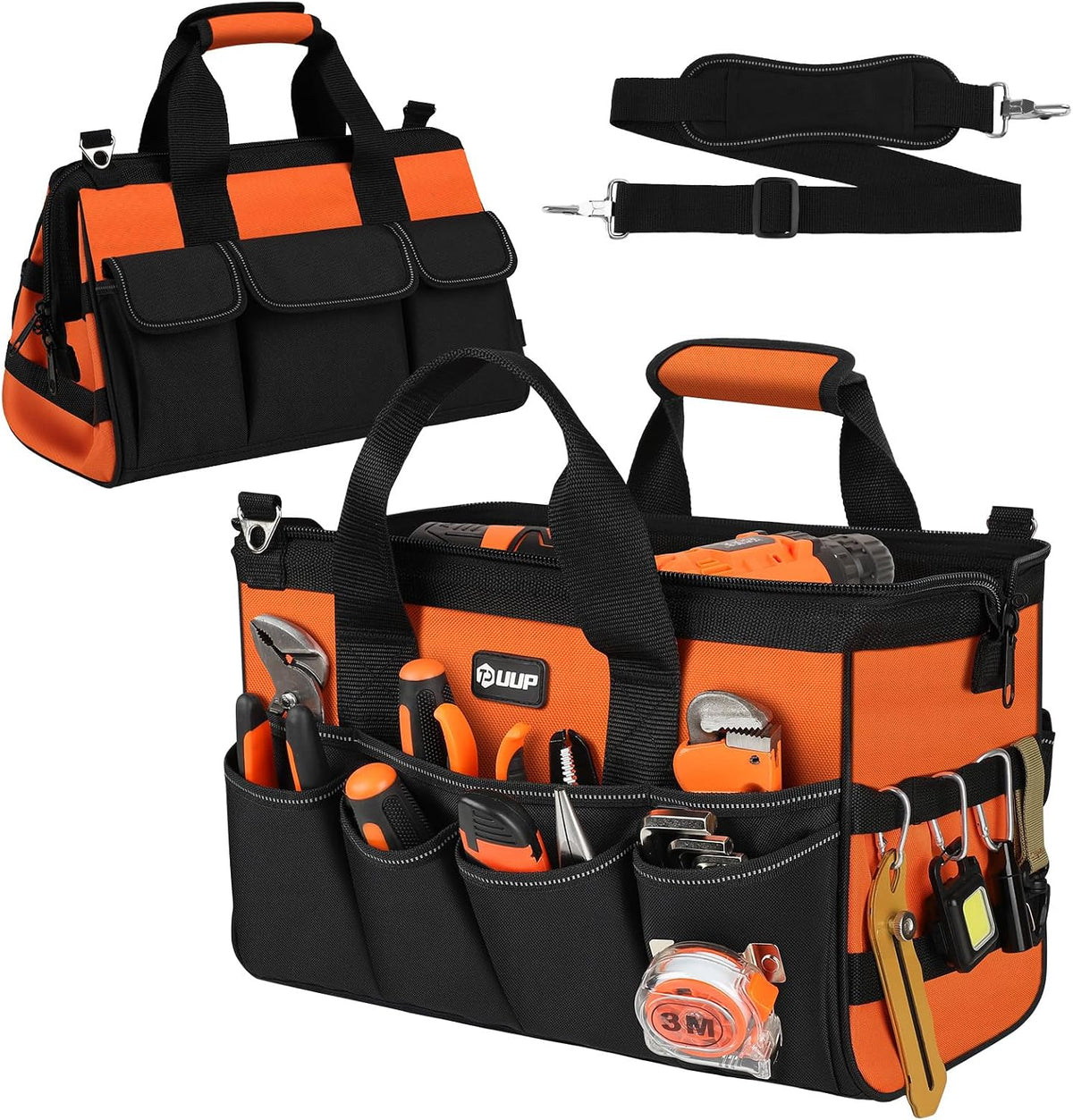 UUP 16-Pocket Tool Bag, 15.5, 18 & 20 Inch, Green or Orange