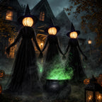 Hourleey 3-Pack 5-Foot Lighted Halloween Witch Stakes – Witch stakes – product detail
