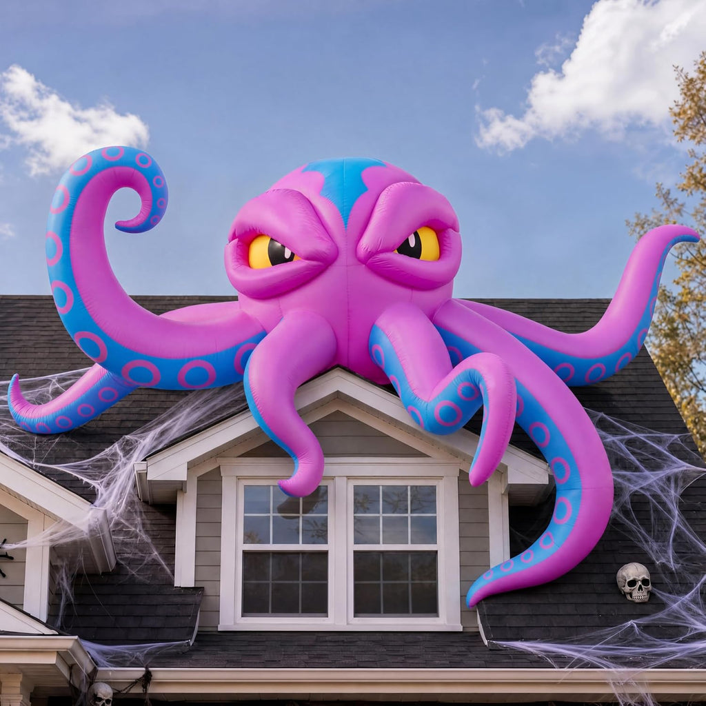 JOYIN 18672 10-Foot Halloween Octopus Inflatable – Blue-tentacled Octopus – product detail