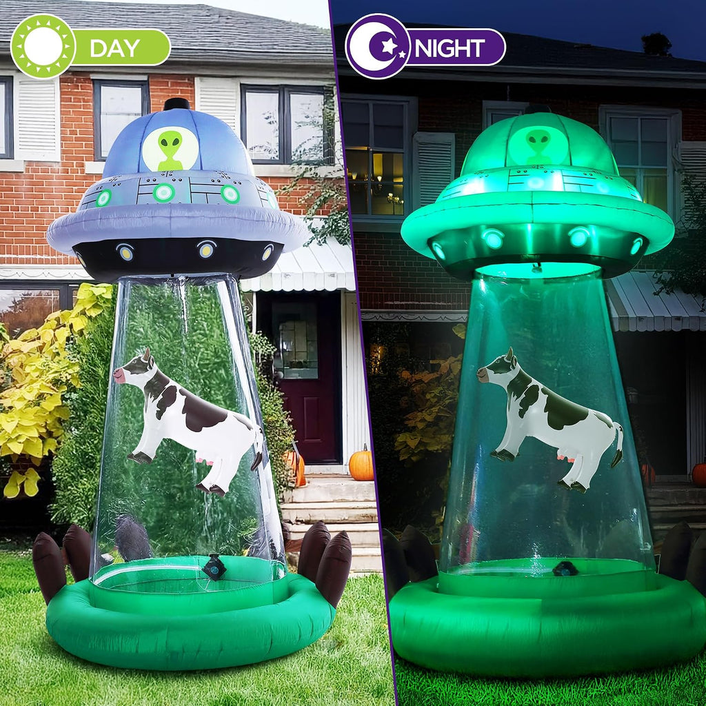 ZPISF UFO Inflatable - 001 10-Foot Halloween UFO & Cow Inflatable – 10 FT UFO Abduction – product detail