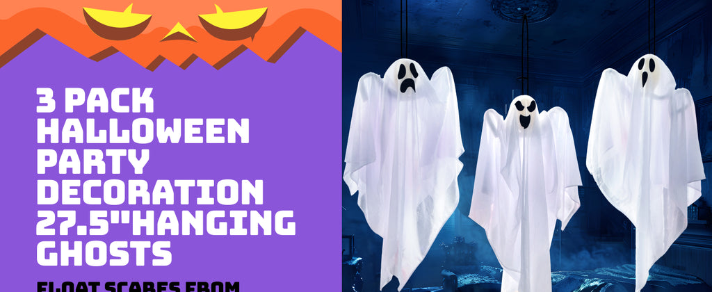 JOYIN 10543 3-Pack 27.5-Inch Hanging Halloween Ghost Decorations – white – product detail