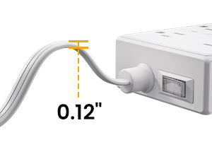 SUPERDANNY Flat-Plug Power Strip, White, 10 ft