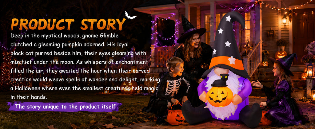 GOOSH 69496 5-Foot Halloween Gnome & Pumpkin Inflatable – purpole – product detail