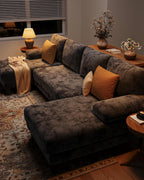 TROMIRY 112-Inch U-Shaped Chenille Sectional Sofa, Dark Grey