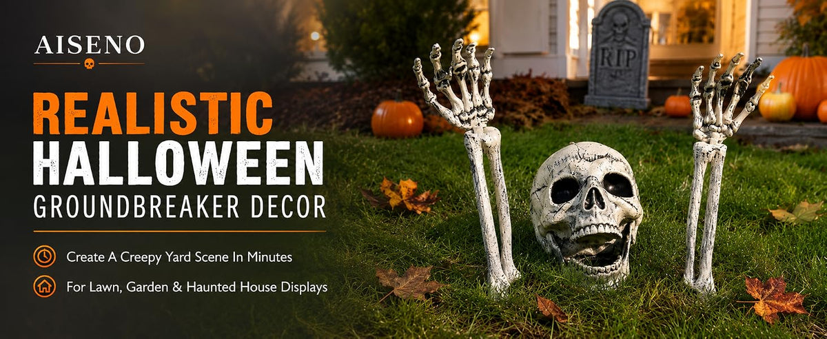 AISENO 3-Piece Halloween Skeleton Groundbreaker Stake Set – Gray – product detail