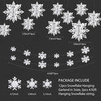 OuMuaMua White 3D Snowflake and Garland Set, 14 Pieces