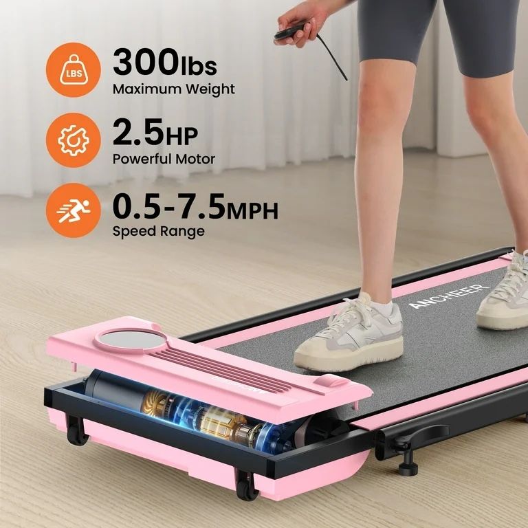 ANCHEER Portable Folding Walking Pad 300lb, 7.5 MPH Under Desk Treadmill with Remote Control & LED Display,2 in 1 Walking Pad Treadmill for Home/Offic · 3