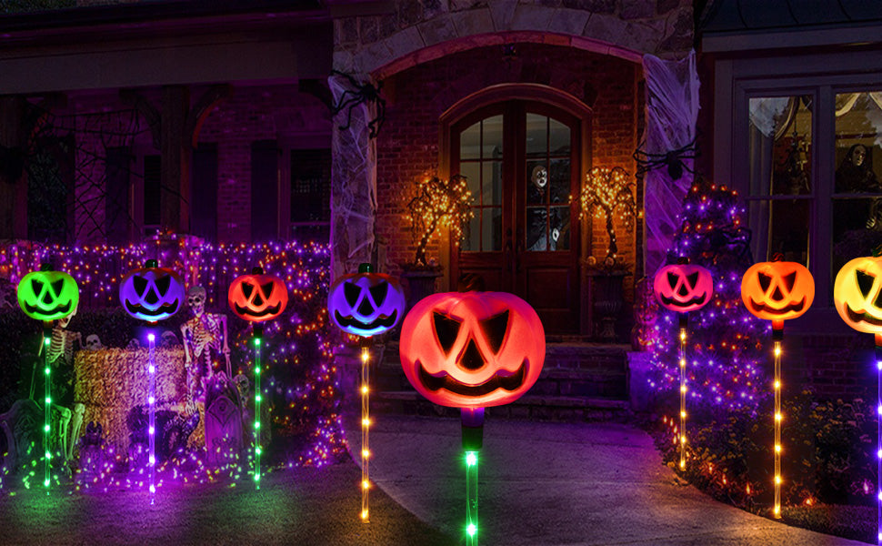 Homeleo HLD578 6-Pack Color-Changing Solar Pumpkin Path Lights – Multicolor Pumpkin – product detail