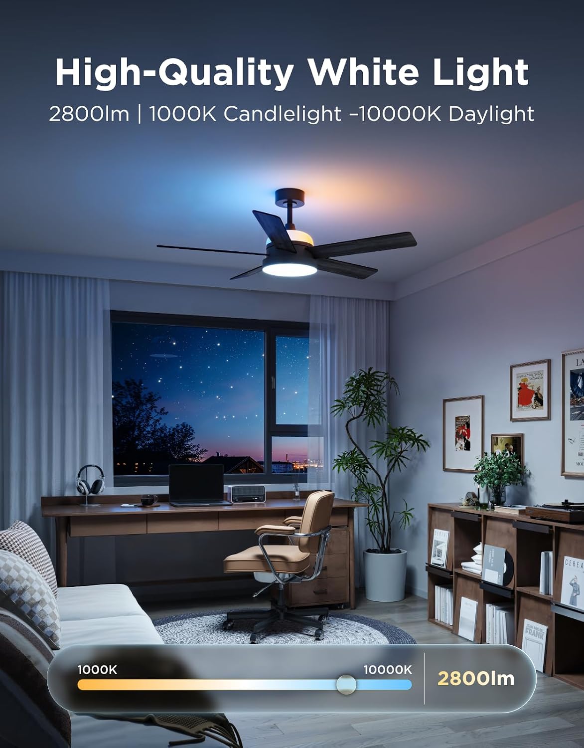 Govee 52-Inch Smart Ceiling Fan with RGBIC Lighting, Black