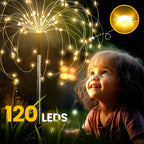 GIGALUMI Solar Firework Garden Lights, Warm White, 2-Pack