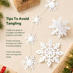 OuMuaMua White 3D Snowflake and Garland Set, 14 Pieces