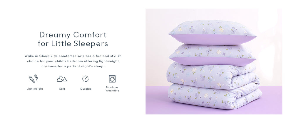 Wake In Cloud Purple Floral Full Comforter Set, 3 Pieces
