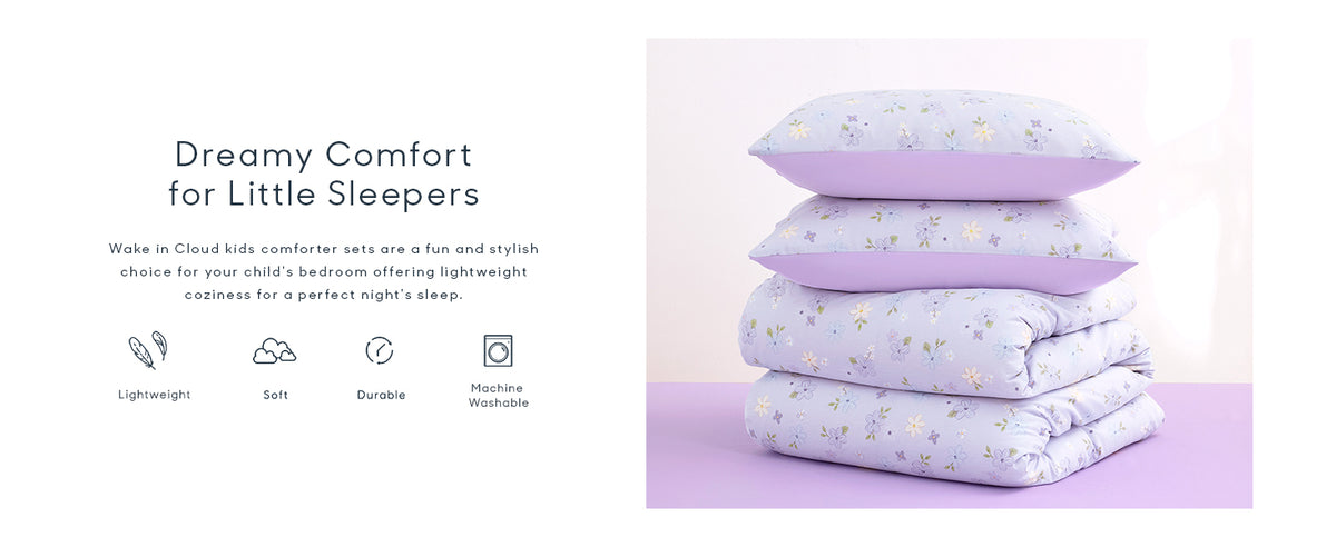 Wake In Cloud Purple Floral Full Comforter Set, 3 Pieces