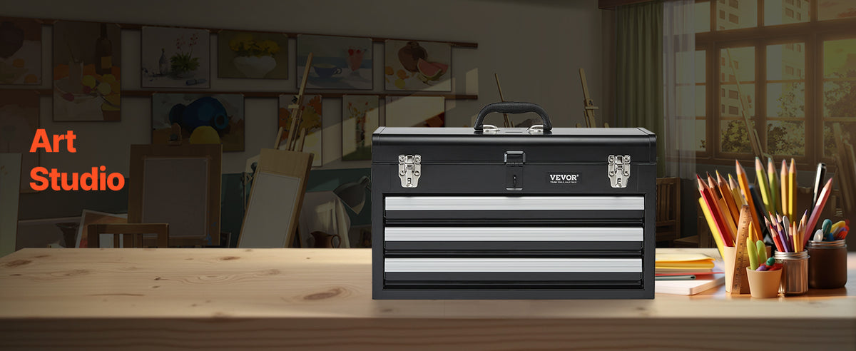 VEVOR TBD-2003SSBK 20.5-Inch 3-Drawer Steel Tool Chest – Black – product detail