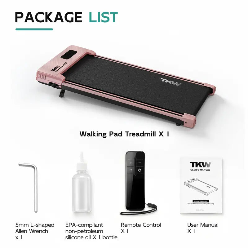 TKW 3-in-1 Walking pad,Pink Walkingpad,Light weight Treadmill, Capacity,Low-Noise Motor Walking Pad, Remote Control & Wheels for Easy mobility, LED Display，Vibration Walking pad · 9
