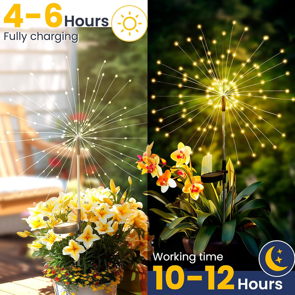 GIGALUMI Solar Firework Garden Lights, Warm White, 2-Pack