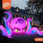 JOYIN 10 ft Lighted Halloween Octopus Inflatable – Blue or Purple