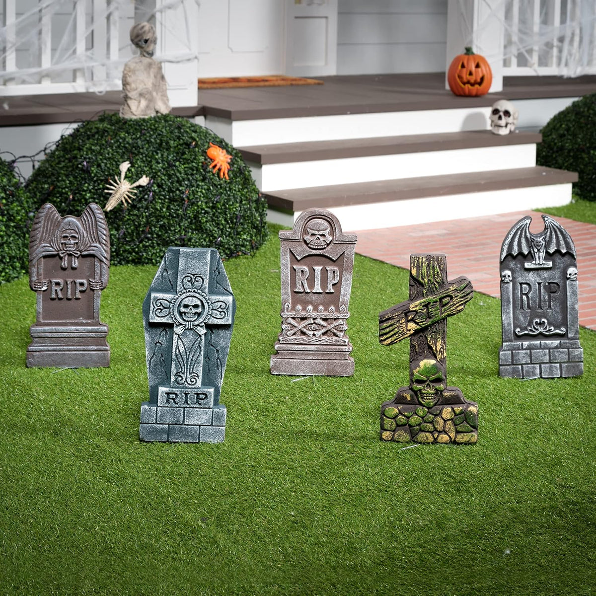 JOYIN 10519 5-Pack 17-Inch Foam Halloween Tombstones – 17 inches, Multicolor – Multicolor / 17 inches – product detail