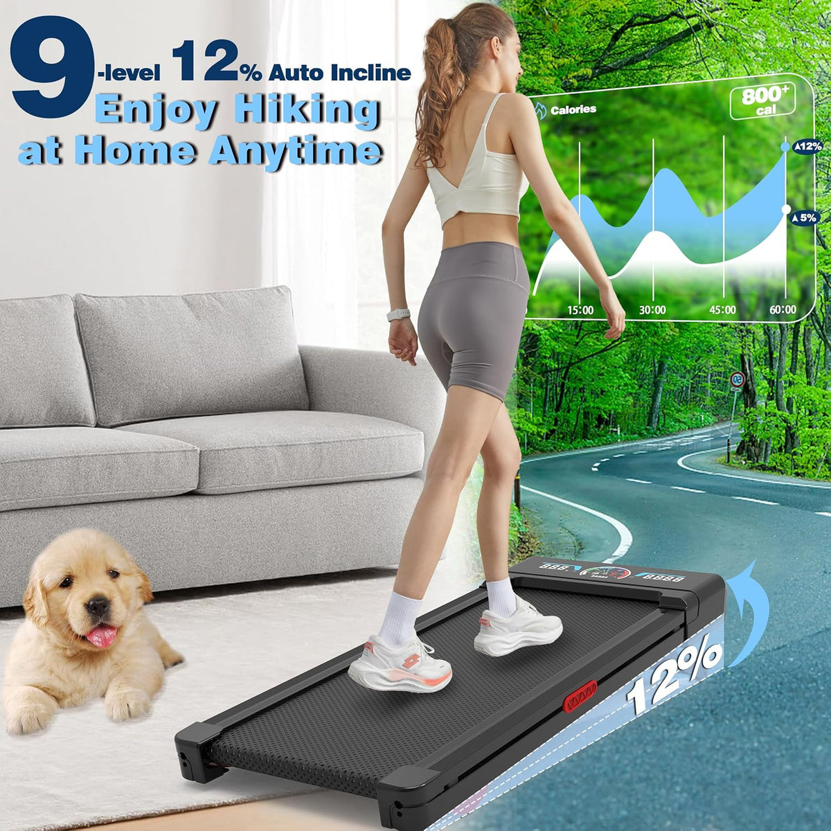 TRAILVIBER X01 Under-Desk Walking Treadmill – Black – product detail