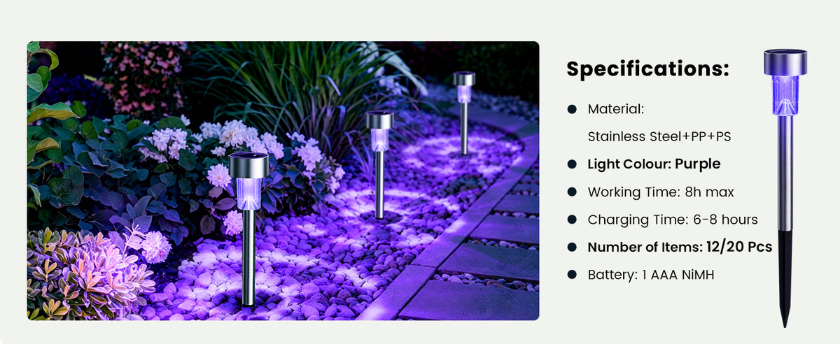 GIGALUMI 11762 Halloween Solar Pathway Stake Lights – 12 pack, Purple – Purple / 12 pack – product detail