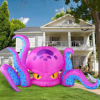 JOYIN 10 ft Lighted Halloween Octopus Inflatable – Blue or Purple
