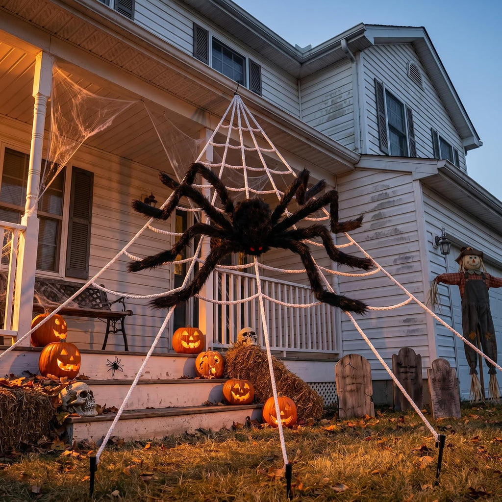 Land Guard WSJ-SJWZZ 236-Inch Halloween Web & 70-Inch Spider Set – 236 inches, White, Black – 236 inches / White, Black – product detail