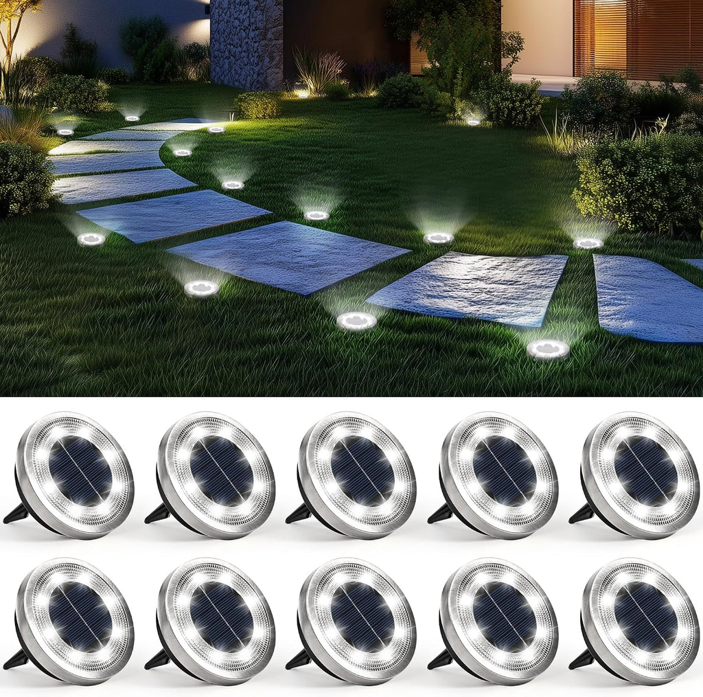 SOLPEX Solar Ground Lights, Cool White, 10-Pack