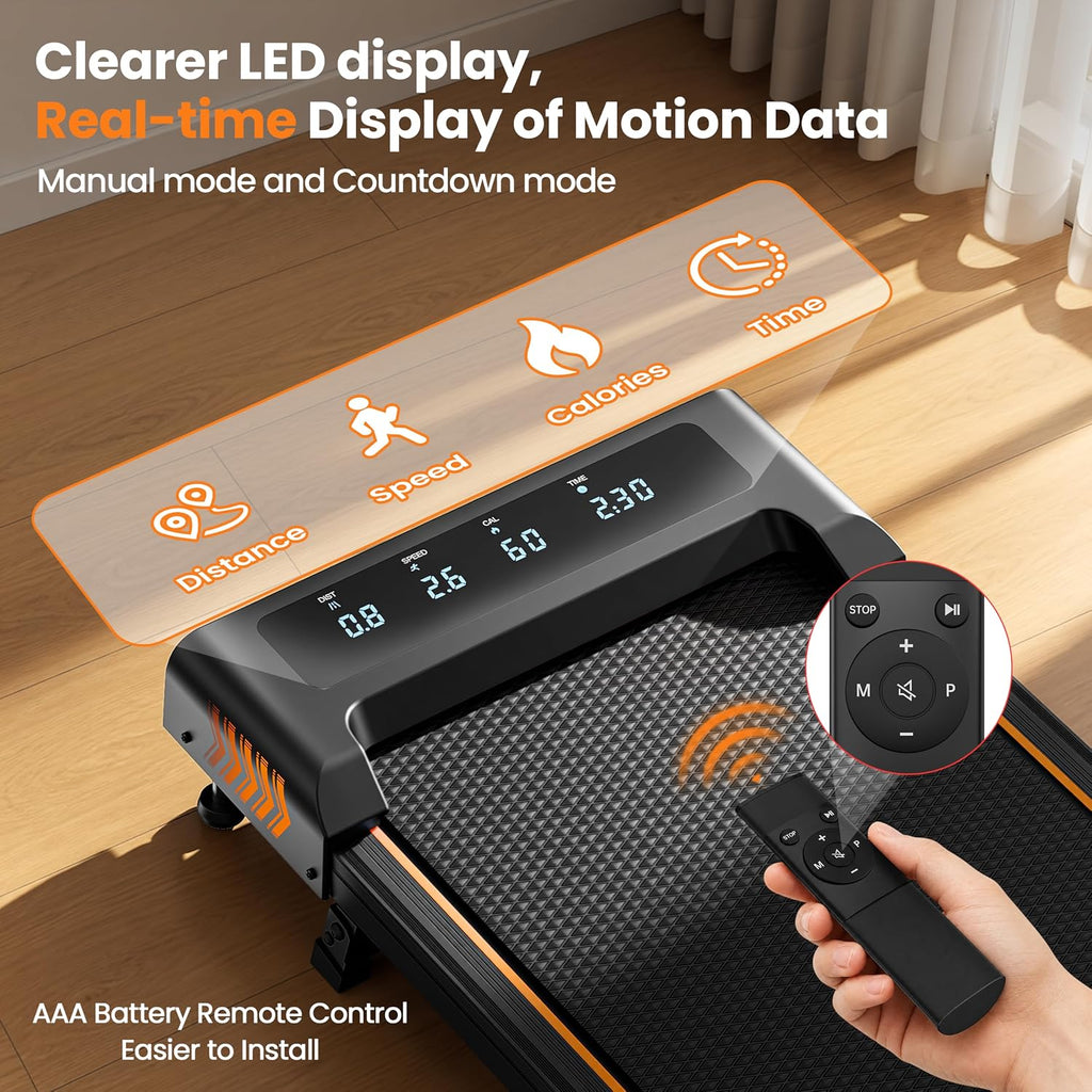 FOUSAE Under-Desk Walking Pad with 10% Incline and LED Display