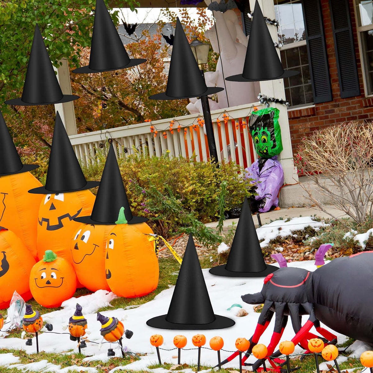 Helimoto 12-Piece Hanging Halloween Witch Hat Set – Black – product detail