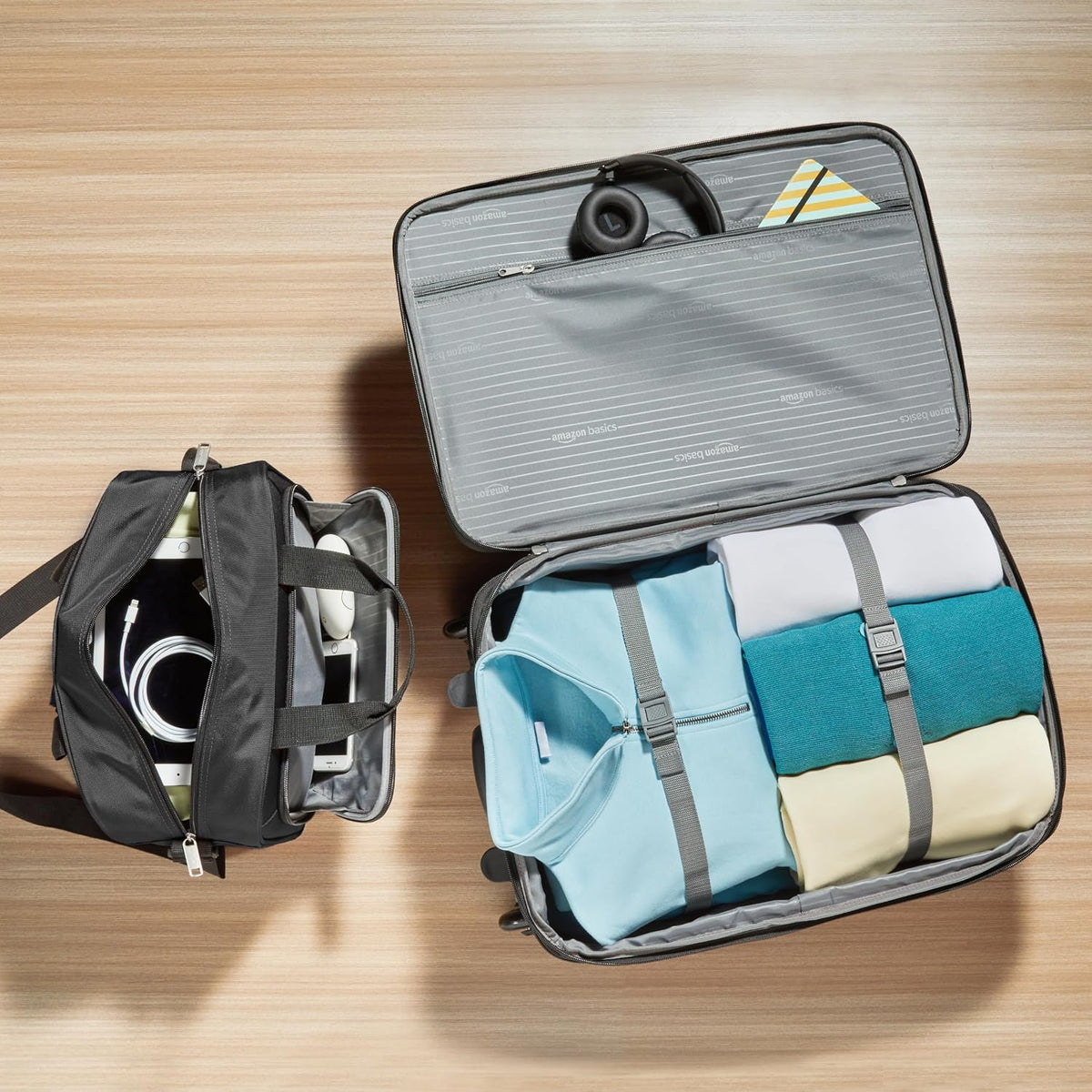 Amazon Basics Softside Luggage Set, 23-Inch Suitcase & 15-Inch Tote
