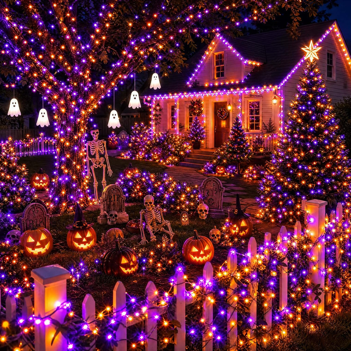 Dazzle Bright HB-300COI 100-Foot 300-LED Halloween String Lights – 300 LED, Purple & Orange – Purple & Orange / 300 LED – product detail