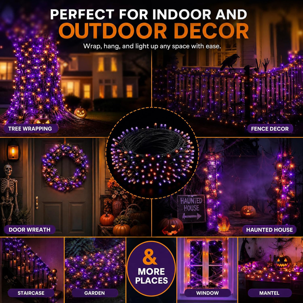 Dazzle Bright HB-300COI 100-Foot 300-LED Halloween String Lights – 300 LED, Purple & Orange – Purple & Orange / 300 LED – product detail